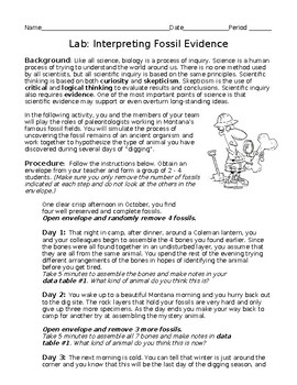 Preview of Biology: Interpreting Fossils Lab Activity