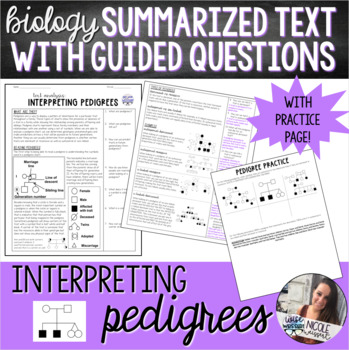 Preview of Biology | Introduction to Interpreting Pedigrees Guided Text with Practice