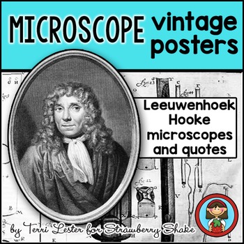 Preview of Biology Lab MICROSCOPE Vintage Posters and Quotes Leeuwenhoek Hooke