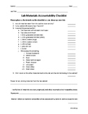 Biology Lab Material Accountability Checklist