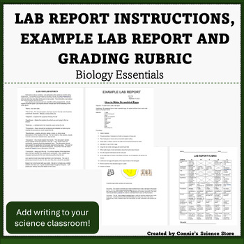 Preview of Biology - Lab Report Directions, Practice Lab Report, & Rubric - Easily Modify!