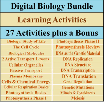 Biology Learning Activity BUNDLE - 27 Lessons - Distance Learning Ready