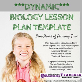 Preview of Biology Lesson Plan Template - Automated Plan Book Fills Itself - FL Standards