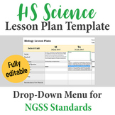 High School Science Lesson Plan Template - Drop Down NGSS 