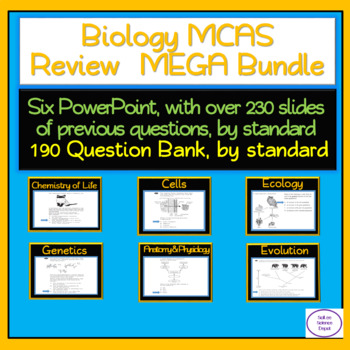 Preview of Biology MCAS Review MEGA Bundle, 6 PowerPont Reviews. + Question Bank