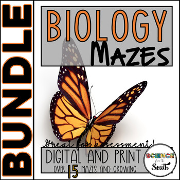 Preview of Biology Mazes Worksheet Bundle in Digital and Print for Your Biology Curriculum