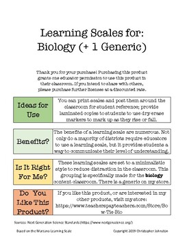 Preview of Biology (NGSS) Learning Scales