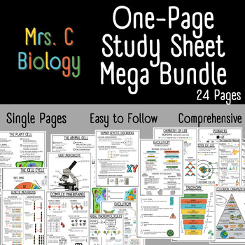Preview of Biology One-Page Study Sheet Mega Bundle