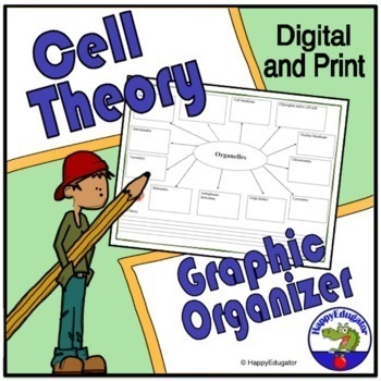 Preview of Biology - Organelles Graphic Organizer Cell Theory Study Guide and Easel Digital