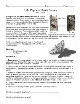 Biology: Peppered Moth Survey Lab Activity by Transformation Teaching