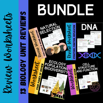 Preview of Biology Review Worksheet Bundle