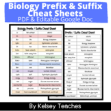 Biology Prefix & Suffix Cheat Sheet, Interactive Notebook,