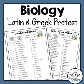 Preview of Biology Prefixes and Suffixes Pretest Worksheet - Latin and Greek Terminology