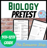 Biology Pretest for the start of the year High School