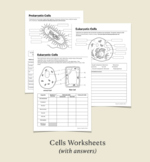Biology - Prokaryotic & Eukaryotic Cells Worksheets