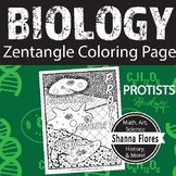 Biology: Protists; Amoeba, Euglena, Paramecium; Zen Coloring Page