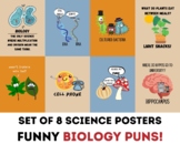 Biology Puns Posters (set of 8), Science Classroom Decor, 