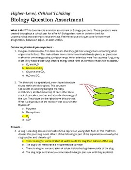 critical thinking biology questions