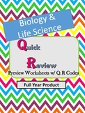 Biology Quick Review Worksheets w/ QR Codes