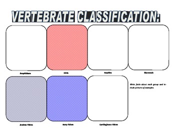 Preview of Biology Research Project - classifications for invertebrates and vertebrates