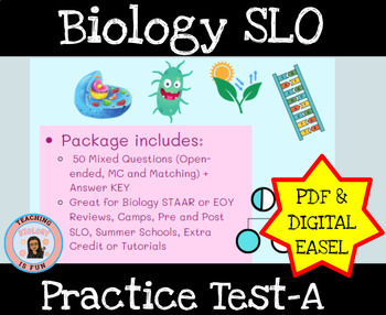 Preview of Biology PreTest PostTest Review SLO | Print and Digital EASEL