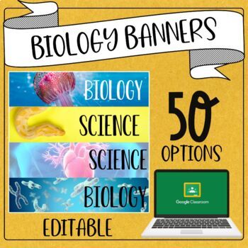Preview of Biology/Science Editable Google Classroom Banners/Headers