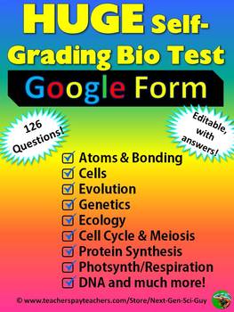 Preview of Biology Self-grading Test: 126 Questions in All Biology Topics: VIRTUAL FRIENDLY
