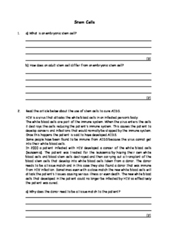 Stem Cell Worksheet Answers - Worksheet List