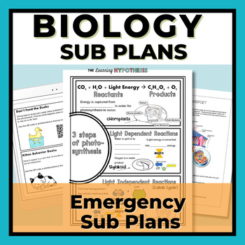 Preview of Biology Sub Plans. Emergency Sub Plans Bundle