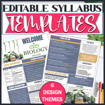 Preview of Biology Science Syllabus Templates Editable Letter |Middle & High Back to School