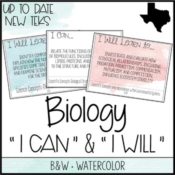 Biology TEKS  "I Can" Statements / "I Will Learn To" Posters  TpT