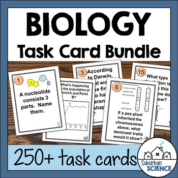 Preview of Biology Task Card Bundle for EOC Review - Biology Final Exam Review Questions