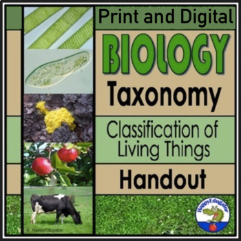 Preview of Biology Taxonomy Classification of Living Things Worksheet with Easel Activity