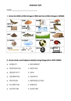 Science Quiz For Kids On Living And Nonliving Things - ProProfs Quiz