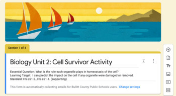 Preview of Biology Unit 2: Cell Survivor