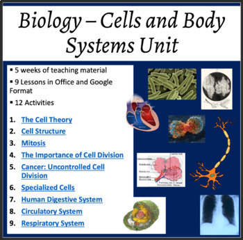 Preview of Biology Complete Unit Bundle - Cells and Body Systems - Lessons and Worksheets