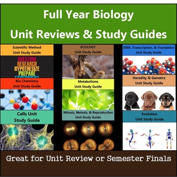 Preview of Biology Unit Review & Study Guides