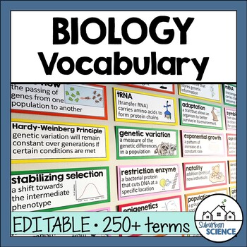 Preview of Biology Vocabulary Words with Definitions - Biology EOC Terms- Biology Word Wall