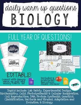 Preview of Biology Warm Ups/Bell Ringers - ENTIRE YEAR!
