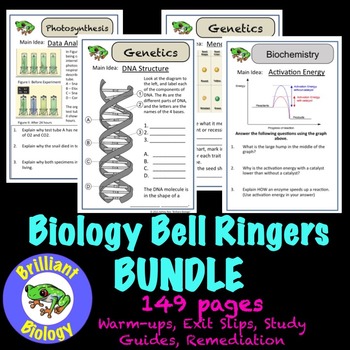 Preview of Warm-ups Bundle: Ecology, Biochemistry, Cells, Energetics, & Genetics {NO PREP}