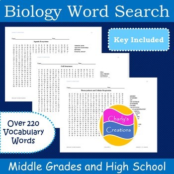 Preview of Biology Word Search [10 Printable Fun Puzzles]