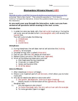 Preview of Biomanbio Mitosis Mover! Virtual Interactive and Worksheet w/KEY