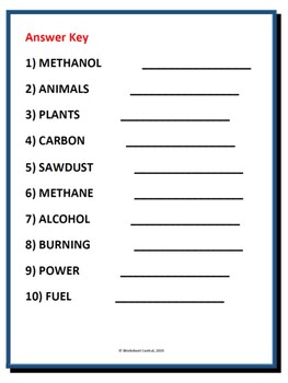 Biomass Word Scramble w/ Answer Key by Worksheet Central | TPT