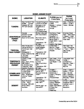 Biome Organizer Chart