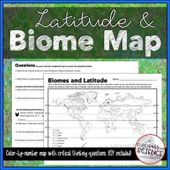 Preview of Biome & Latitude Map - Color By Number