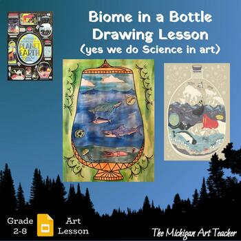 Preview of Biome in a Bottle Drawing Lesson - Science and Art Activity - Watercolor Project