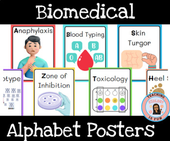 Preview of Principles of Biomedical Science Alphabet Posters Classroom Decor