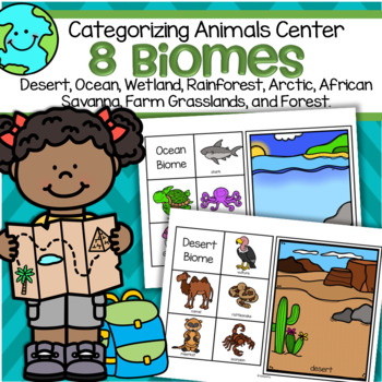 Preview of Biomes 8 Animal Habitats Sorting Center for Preschool and Kindergarten