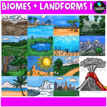 Preview of Biomes And Landforms Backgrounds 1 Clip Art Set {Educlips Clipart}