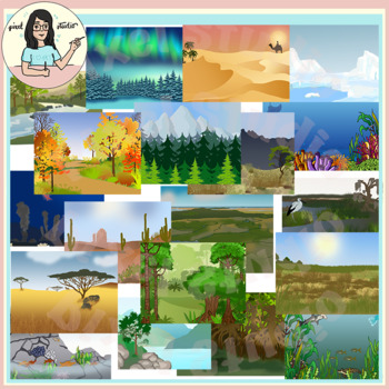 Preview of Biomes Background Clip Art: Land and Aquatic